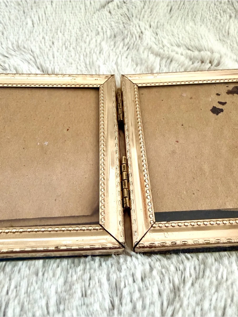 Double Hinged Gold Tone Picture Frame - Foldable Tabletop Frame